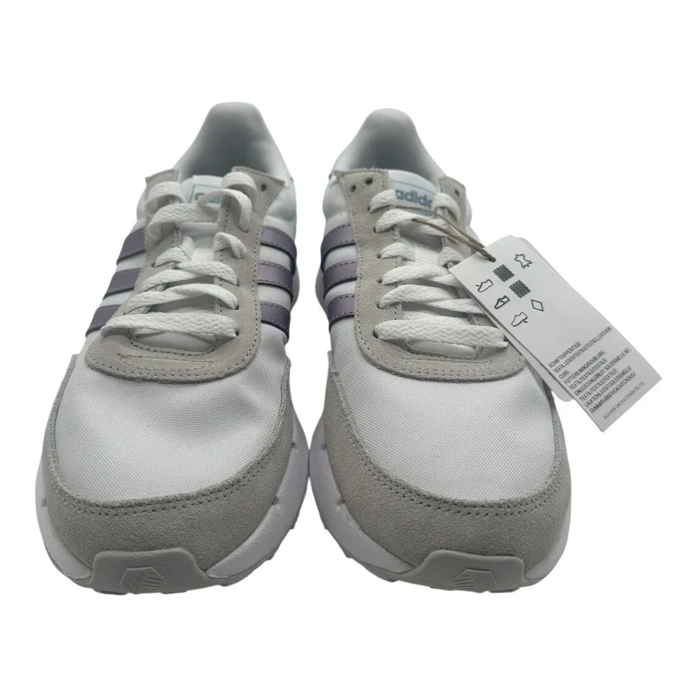 Adidas Run 60s 2.0‎ Running Shoes Womens Sz 9 White/Metallic Purple Sneakers